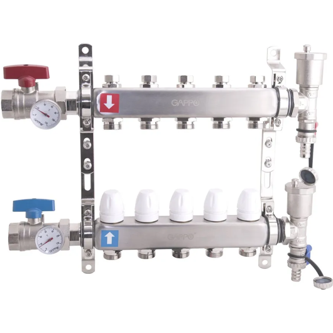 Коллектор регулируемый с запорными клапанами GAPPO G426,5 2-вых.x1